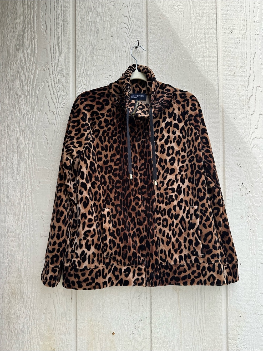 Jones New York Leopard Velvet Jacket Size L
